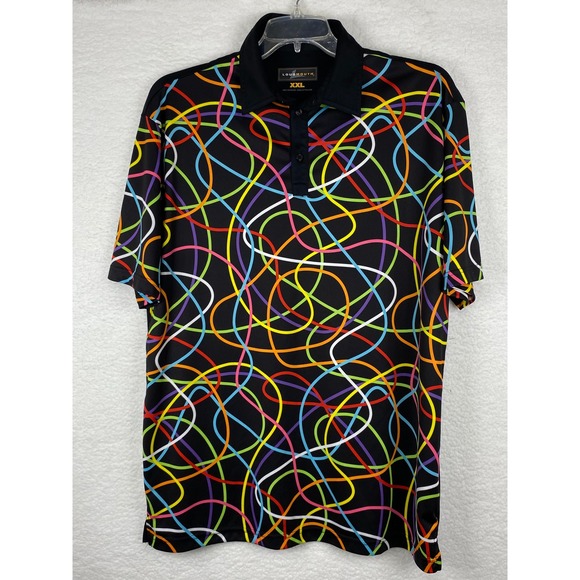 Loudmouth Other - Loudmouth Mens XXL Black Multi Color Abstract Swirl Short Sleeve Golf Polo Shirt